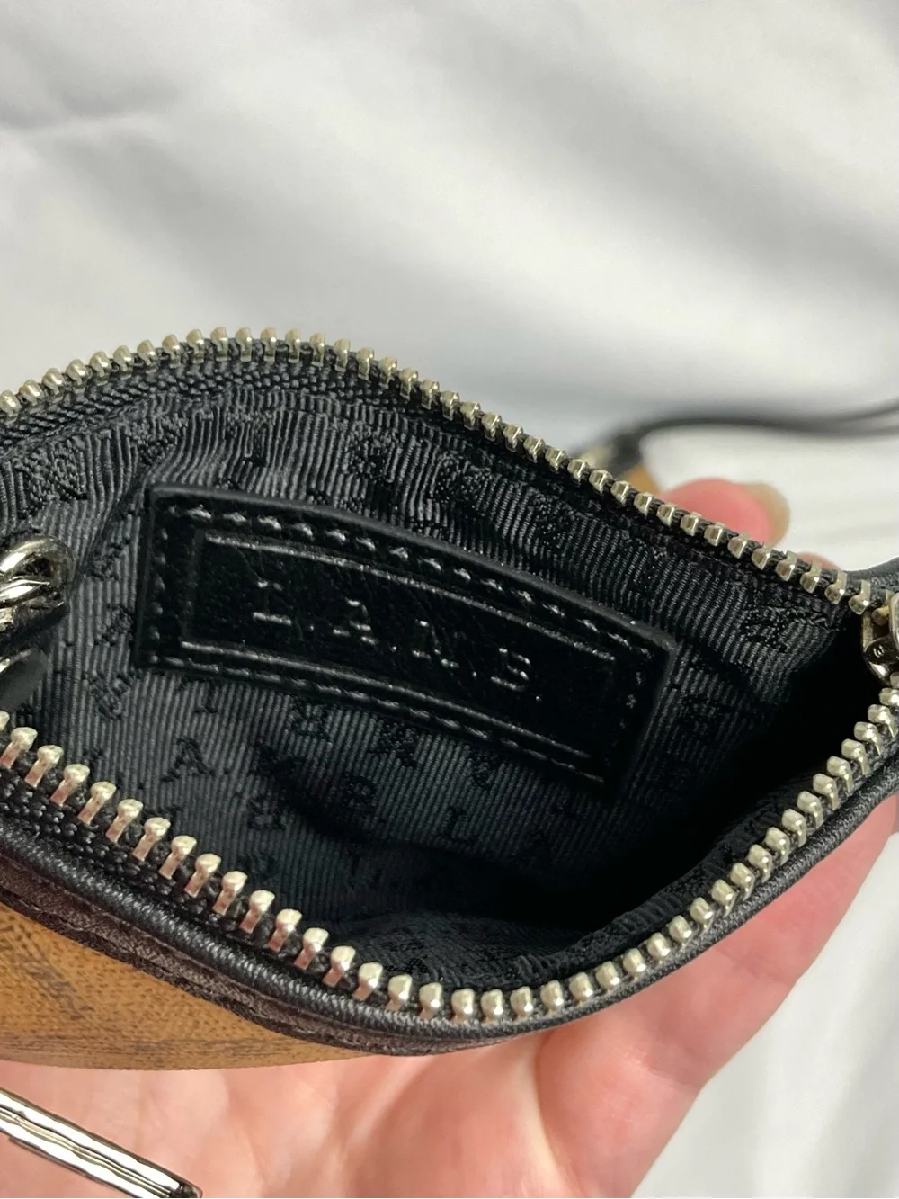 L.A.M.B. Logo Print Set Wristlet Pouch Coin Purse Brown Black NWOT Monogram
